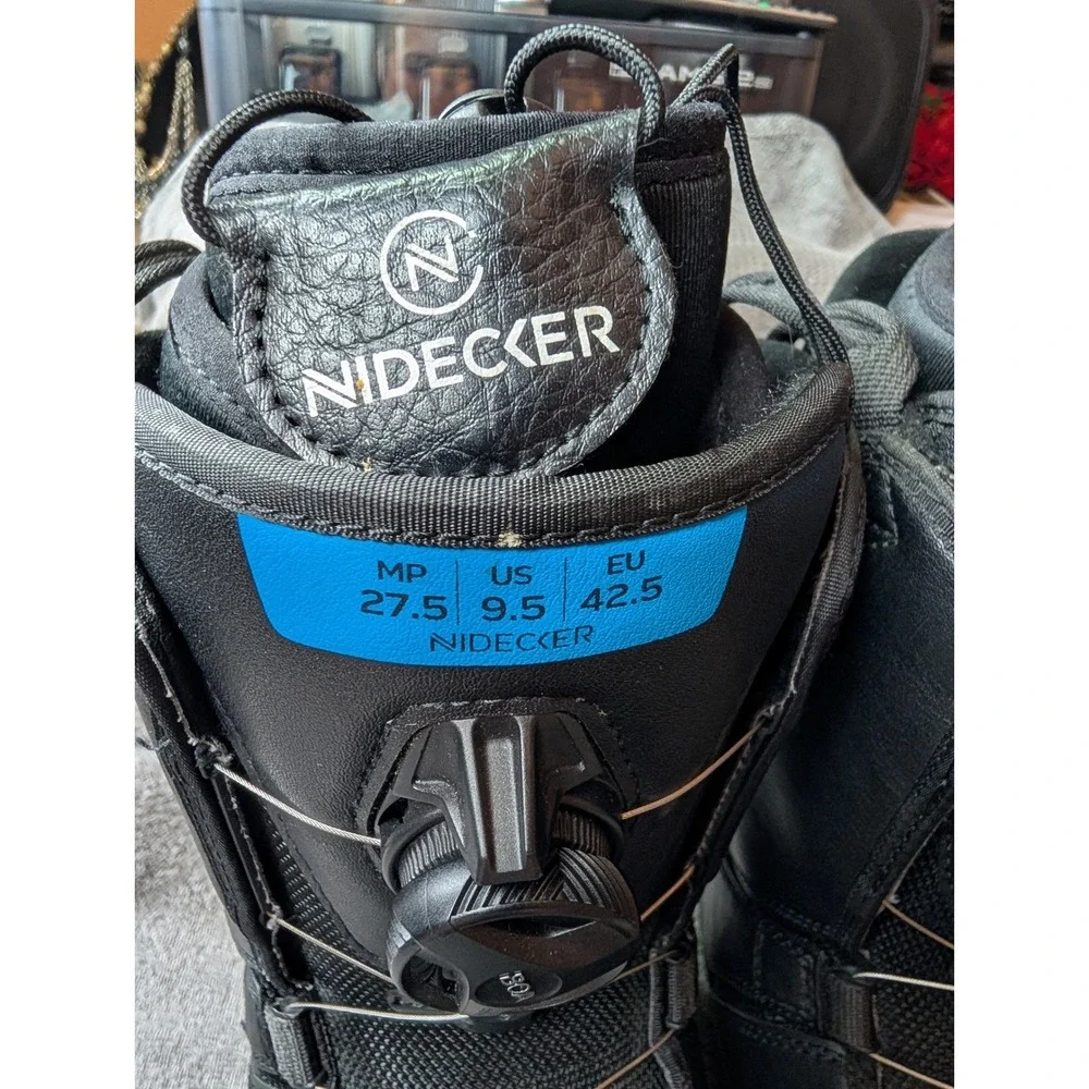 Nidecker BOA Snowboard Boots Mens 9.5 Black All Mountain Snowboarding Gear